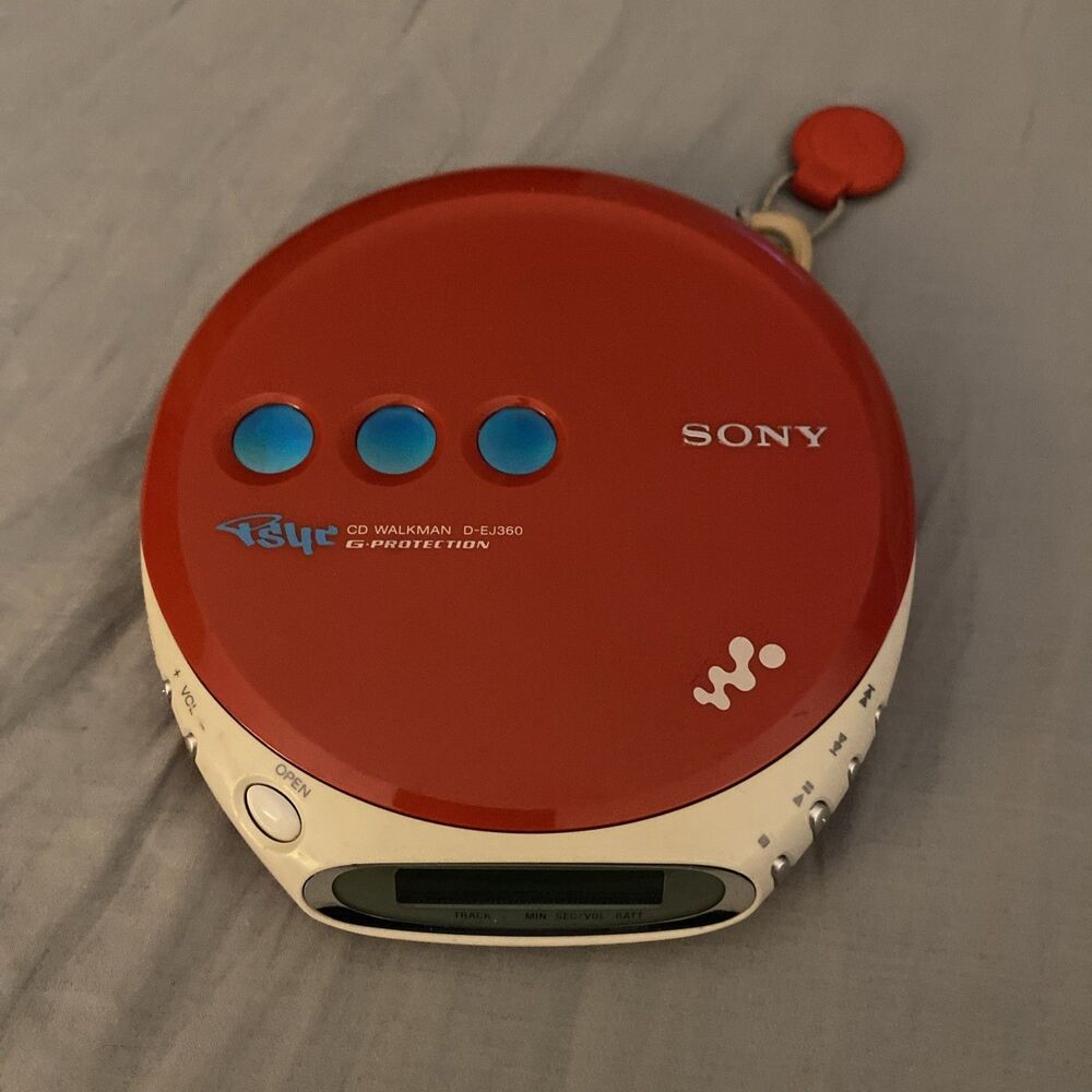 Sony D-EJ360 CD Walkman Red Color Tested Great Working Condition